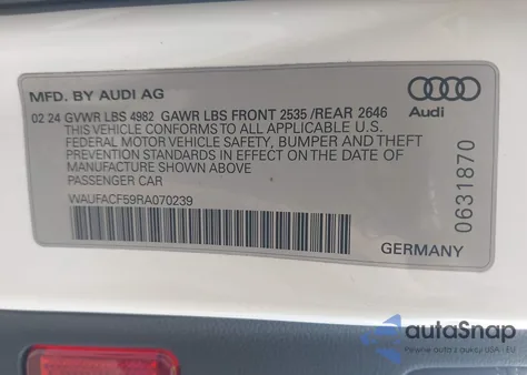 2024 Audi A5 Sportback Premium Plus 45 Tfsi Quattro S Tronic from USA, damaged, VIN WAUFACF59RA070239